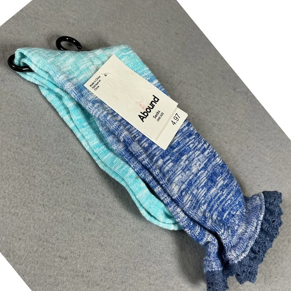 Nordstrom Rack Abound‎ Ruffle Trim Crew Socks Blue Europe One Size NWT